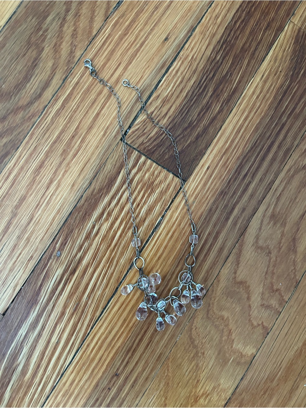 Anthropologie Silver Chain Necklace with Clear Crystal Drops